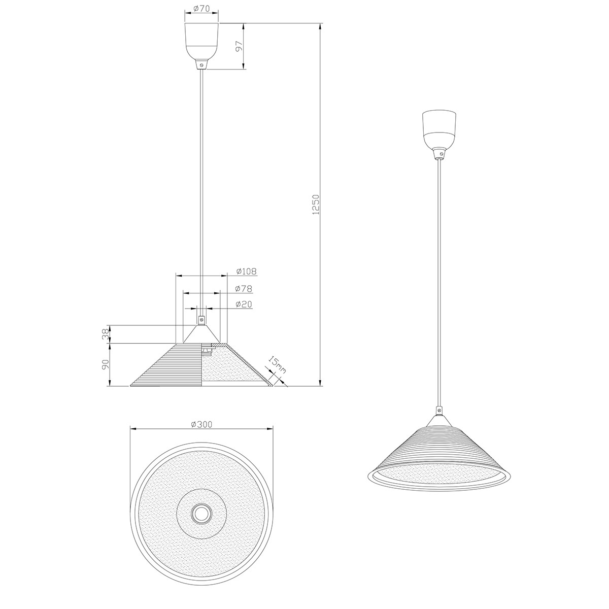 LED Hanglamp - Hangverlichting - Trion Dikon - E27 Fitting - Rond - Aluminium Wit - Kunststof