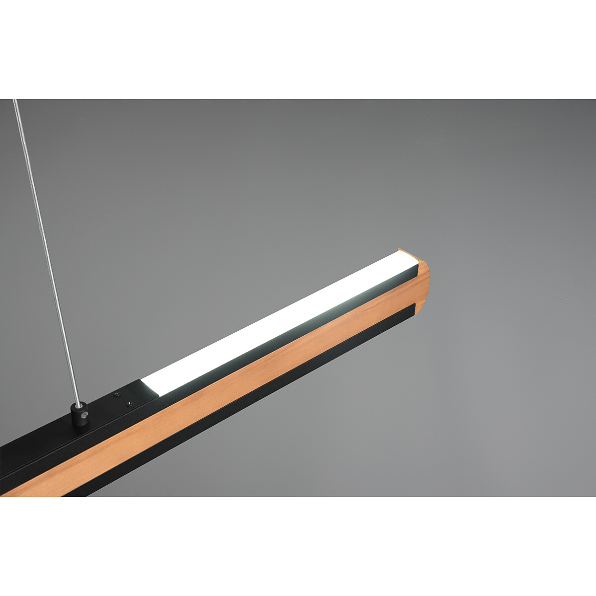 LED Hanglamp - Hangverlichting - Trion Dirkon Up and Down - 42W - Aanpasbare Kleur - Rechthoek - Mat Bruin/Zwart - Hout