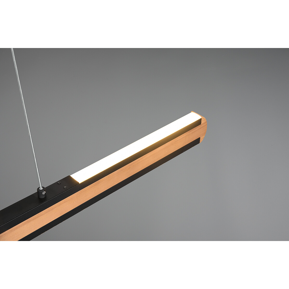 LED Hanglamp - Hangverlichting - Trion Dirkon Up and Down - 42W - Aanpasbare Kleur - Rechthoek - Mat Bruin/Zwart - Hout