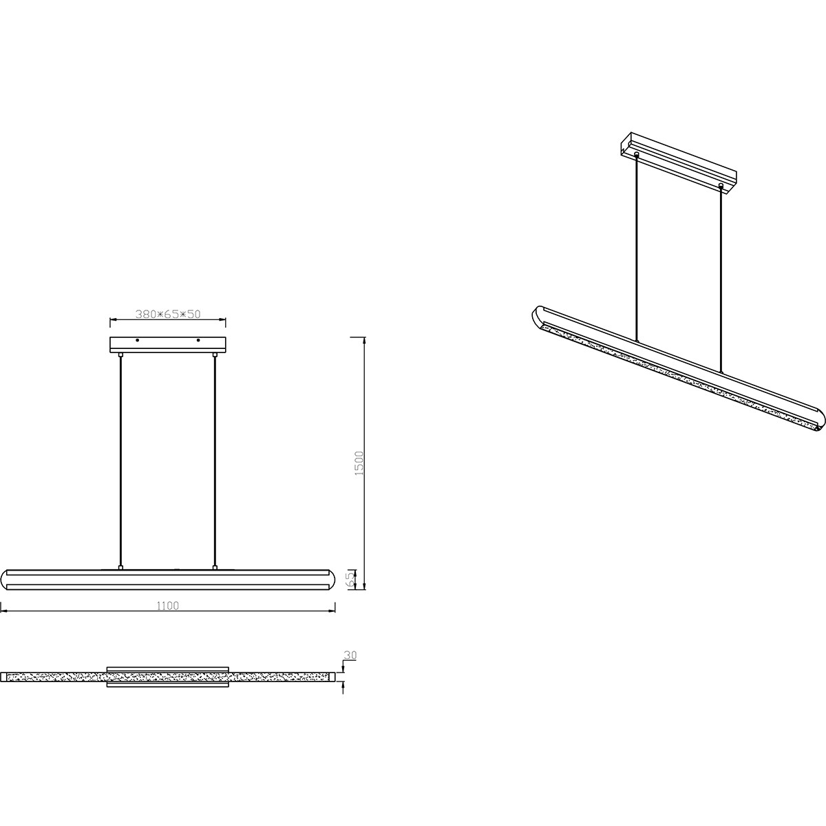 LED Hanglamp - Hangverlichting - Trion Dirkon Up and Down - 42W - Aanpasbare Kleur - Rechthoek - Mat Bruin/Zwart - Hout