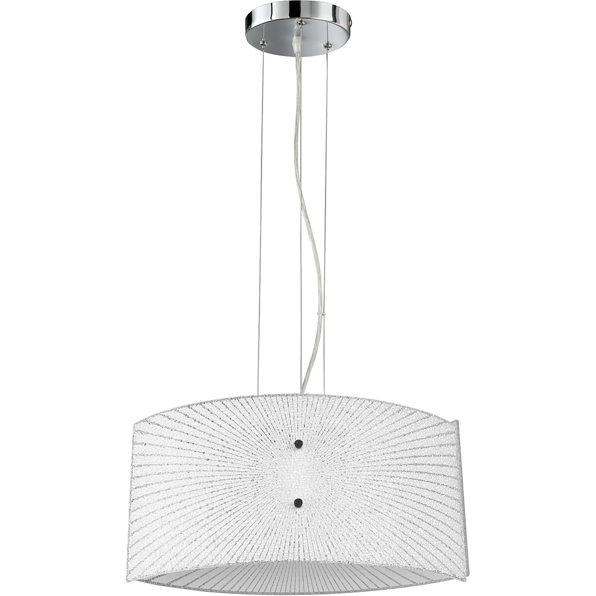 LED Hanglamp - Hangverlichting - Trion Elize - E27 Fitting - 2-lichts - Ovaal - Mat Chroom - Aluminium