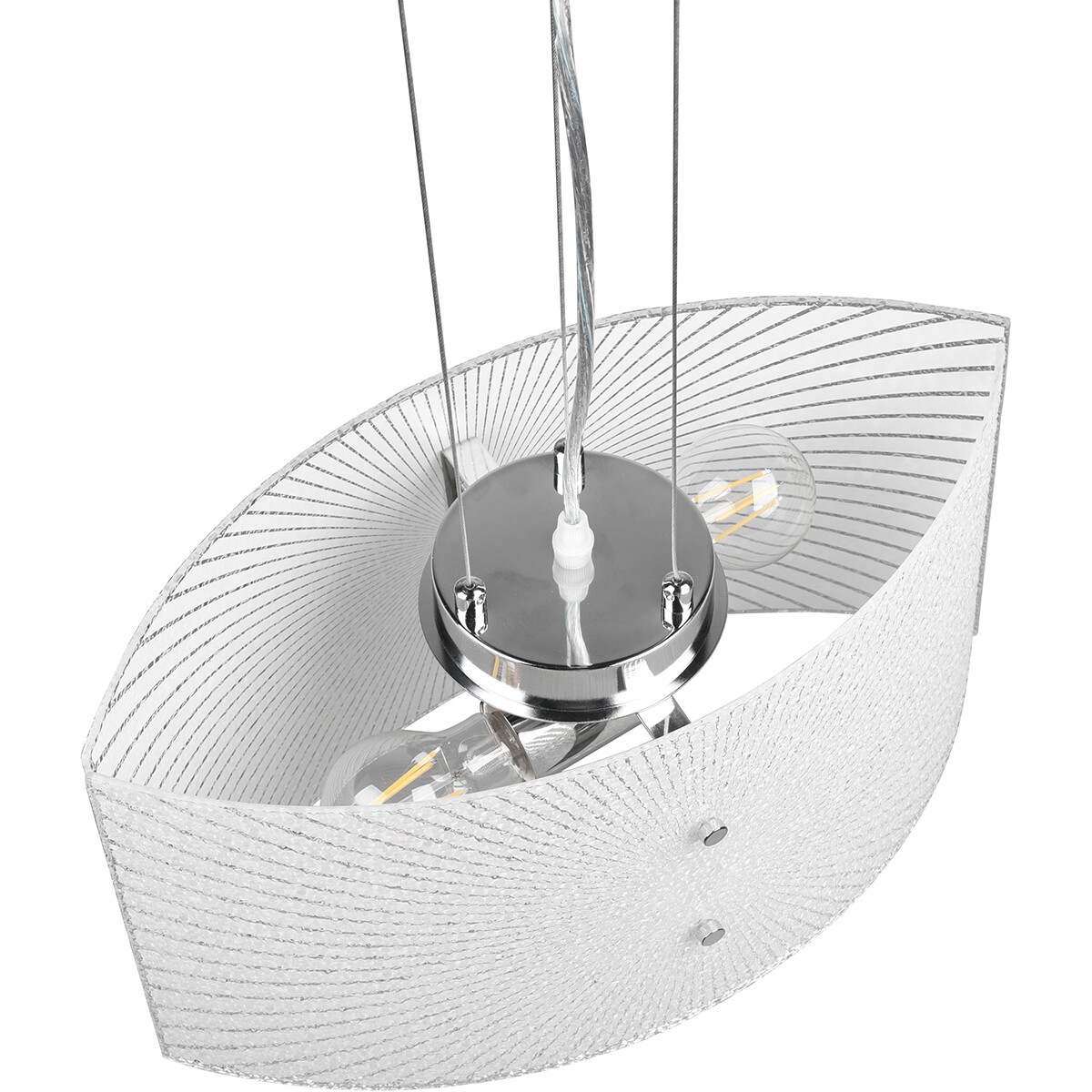 LED Hanglamp - Hangverlichting - Trion Elize - E27 Fitting - 2-lichts - Ovaal - Mat Chroom - Aluminium