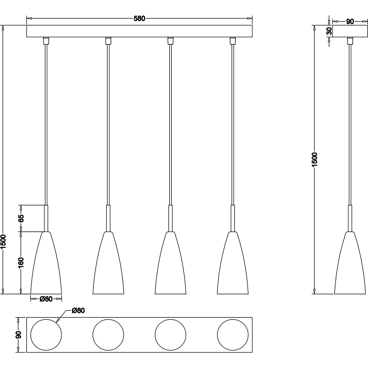 LED Hanglamp - Hangverlichting - Trion Farona - E14 Fitting - 4-lichts - Rond - Mat Nikkel - Aluminium