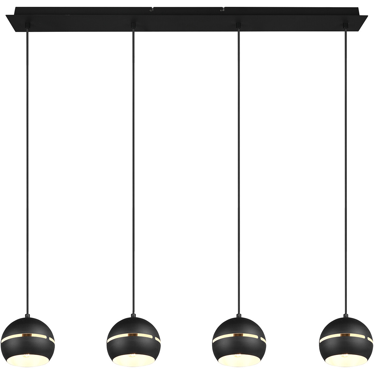 LED Hanglamp - Hangverlichting - Trion Flatina - E14 Fitting - 4-lichts - Rechthoek - Mat Zwart - Aluminium