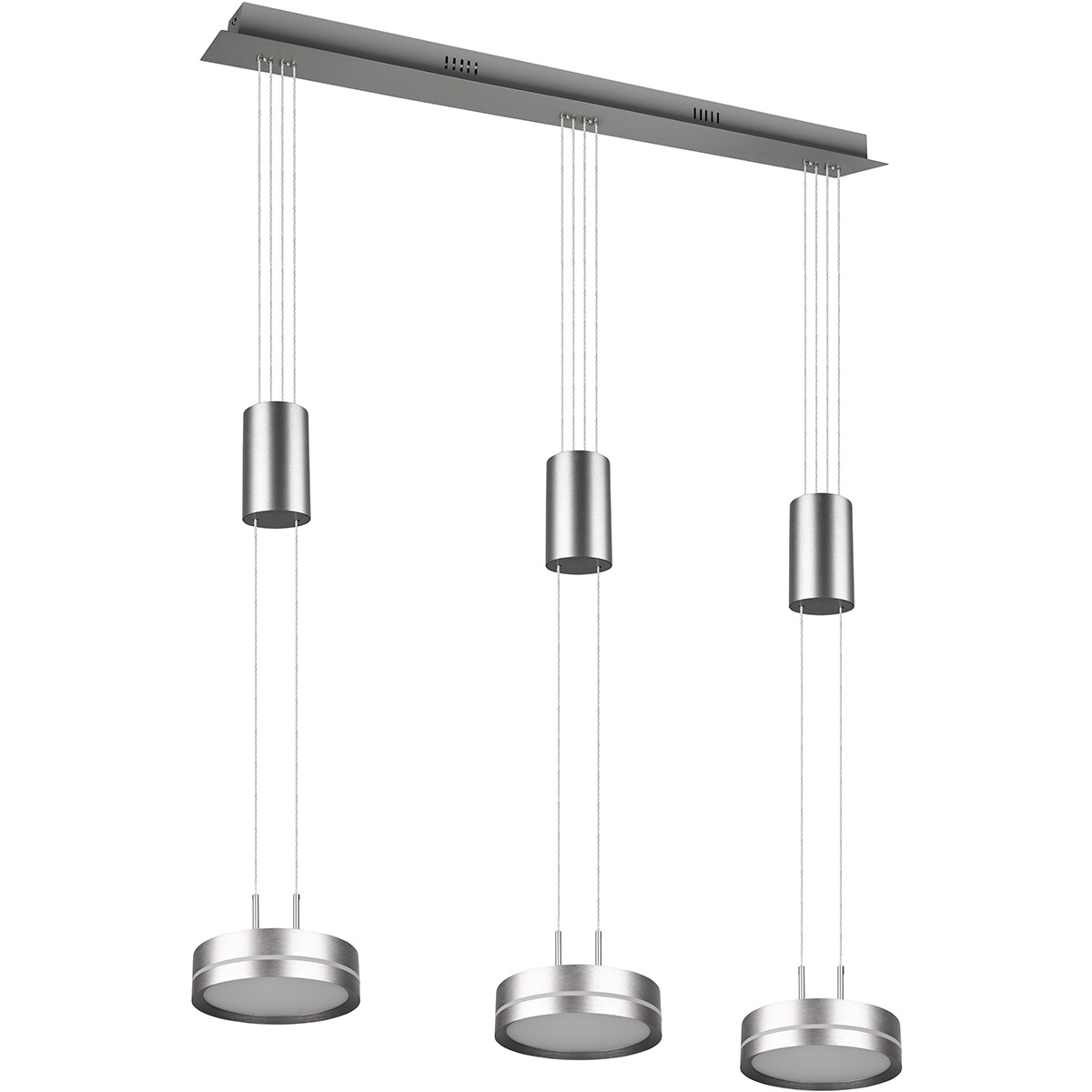 LED Hanglamp - Hangverlichting - Trion Franco - 21.6W - 3-lichts - Warm Wit 3000K - Dimbaar - Rond - Mat Nikkel - Aluminium