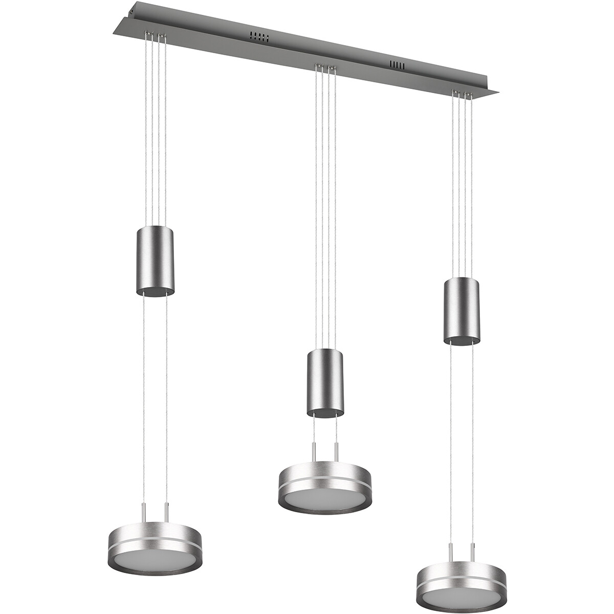 LED Hanglamp - Hangverlichting - Trion Franco - 21.6W - 3-lichts - Warm Wit 3000K - Dimbaar - Rond - Mat Nikkel - Aluminium