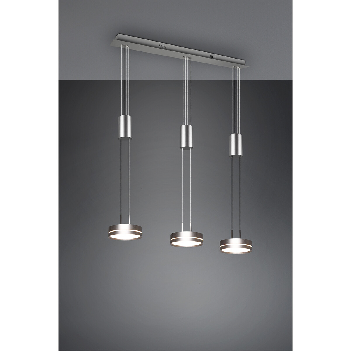 LED Hanglamp - Hangverlichting - Trion Franco - 21.6W - 3-lichts - Warm Wit 3000K - Dimbaar - Rond - Mat Nikkel - Aluminium