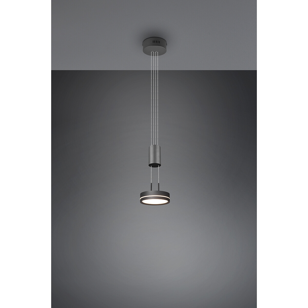 LED Hanglamp - Hangverlichting - Trion Franco - 7.2W - 1-lichts - Warm Wit 3000K - Dimbaar - Rond - Mat Antraciet - Aluminium