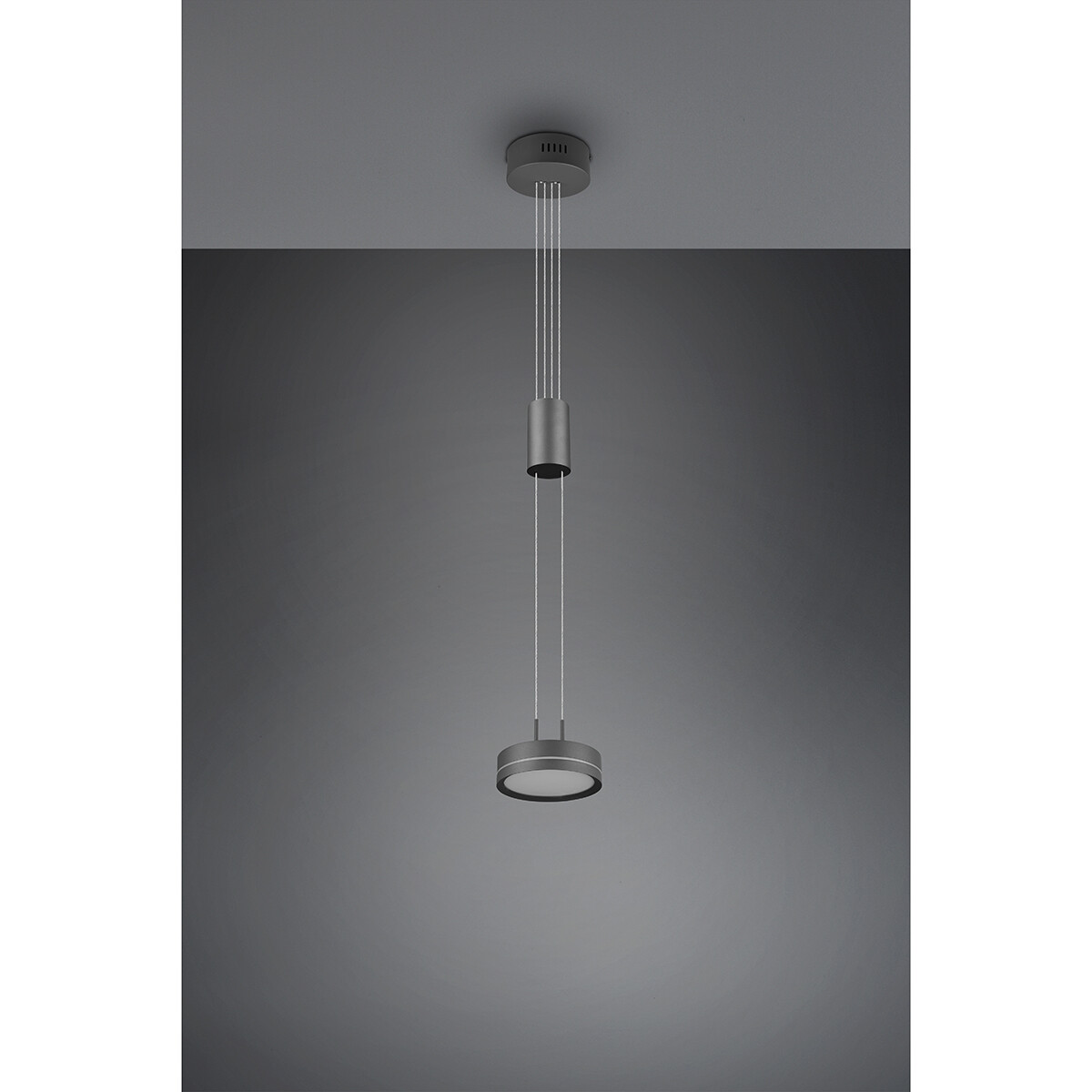 LED Hanglamp - Hangverlichting - Trion Franco - 7.2W - 1-lichts - Warm Wit 3000K - Dimbaar - Rond - Mat Antraciet - Aluminium