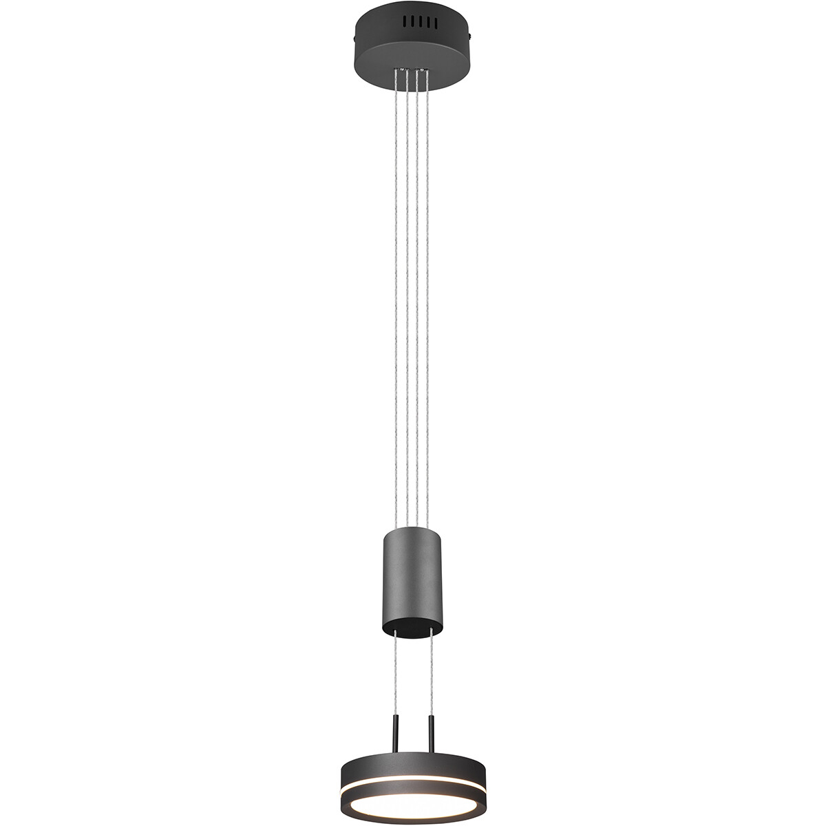 LED Hanglamp - Hangverlichting - Trion Franco - 7.2W - 1-lichts - Warm Wit 3000K - Dimbaar - Rond - Mat Antraciet - Aluminium