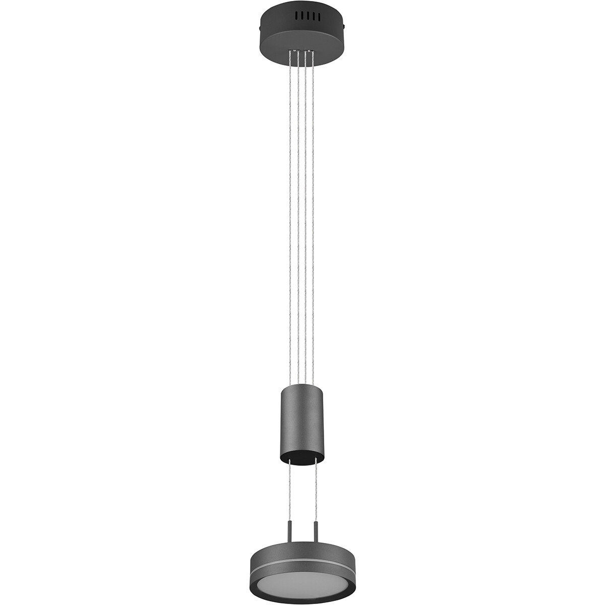 LED Hanglamp - Hangverlichting - Trion Franco - 7.2W - 1-lichts - Warm Wit 3000K - Dimbaar - Rond - Mat Antraciet - Aluminium