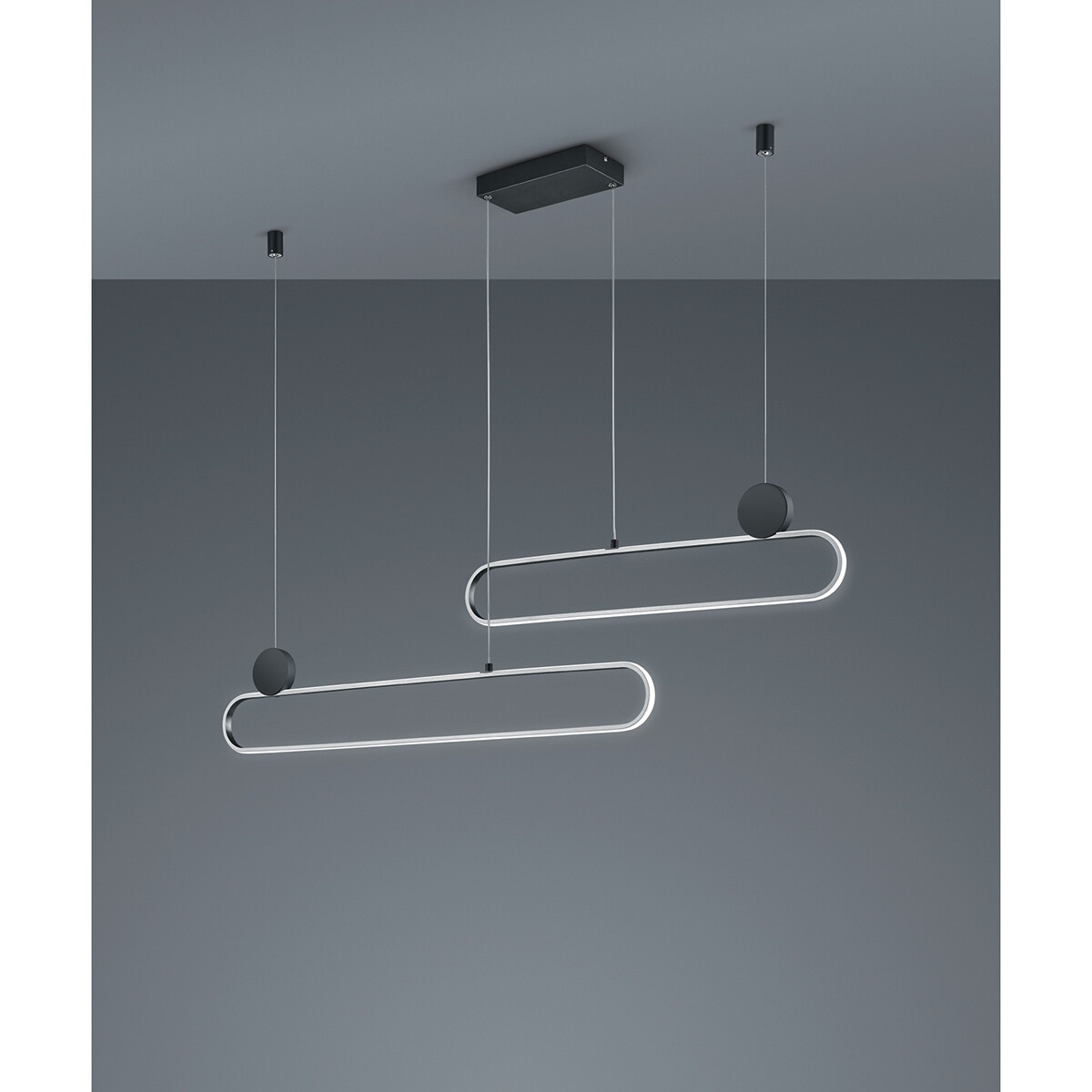 LED Hanglamp - Hangverlichting - Trion Grada - 54W - Aanpasbare Kleur - Dimbaar - Rechthoek - Geborsteld Zilver - Aluminium