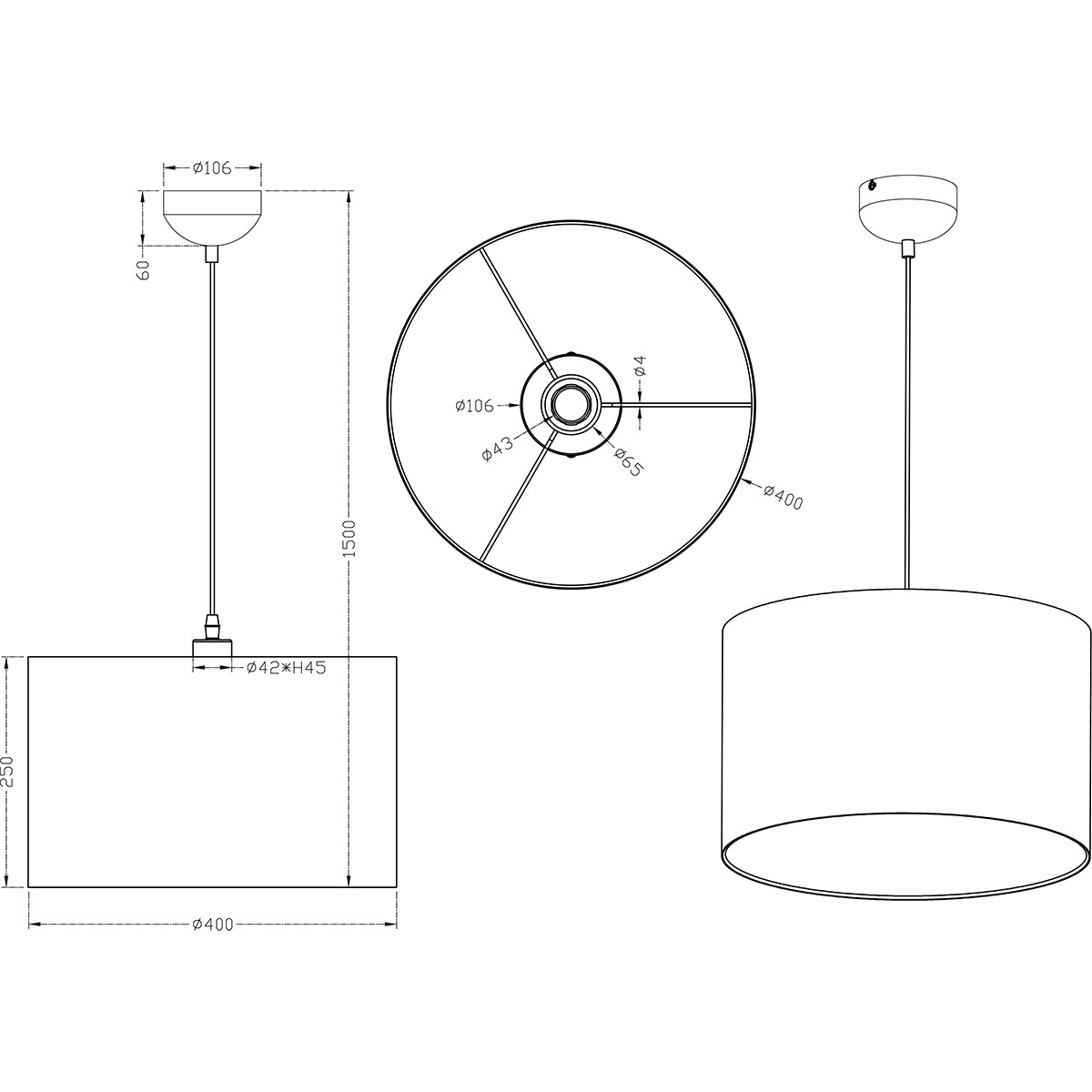 LED Hanglamp - Hangverlichting - Trion Hotia - E27 Fitting - 1-lichts - Rond - Mat Grijs - Aluminium