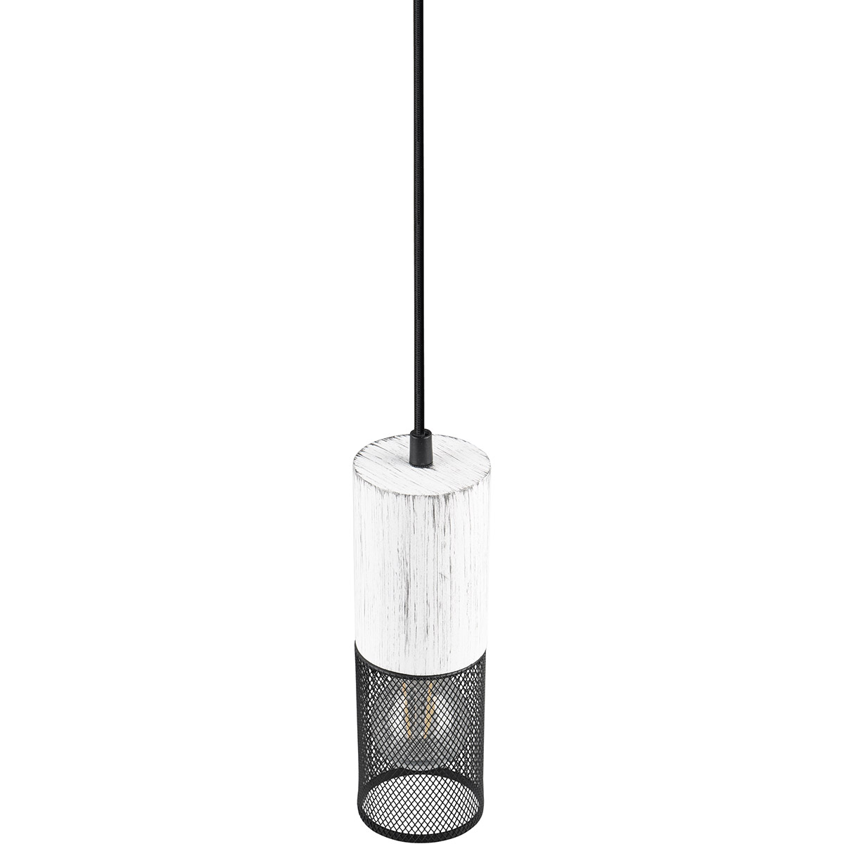 LED Hanglamp - Hangverlichting - Trion Josh - E27 Fitting - 1-lichts - Rond - Zwart Wit - Metaal