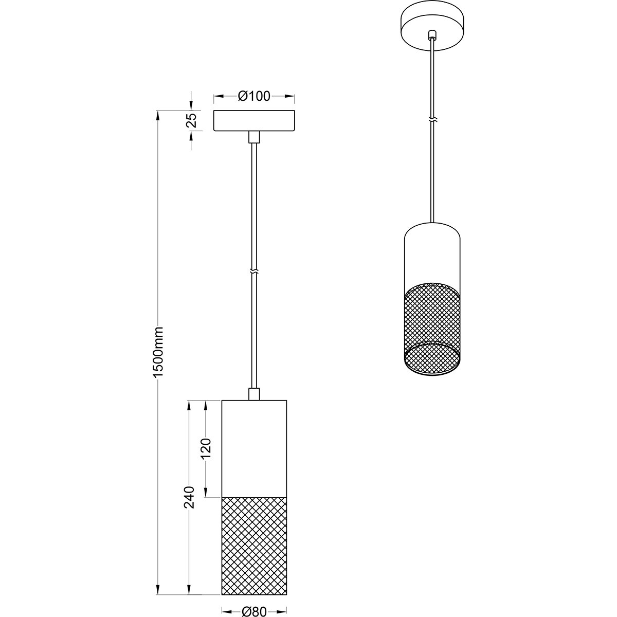 LED Hanglamp - Hangverlichting - Trion Josh - E27 Fitting - 1-lichts - Rond - Zwart Wit - Metaal