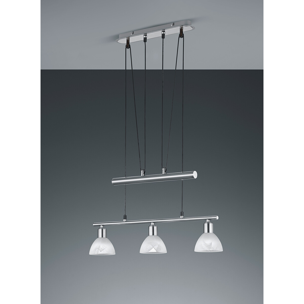 LED Hanglamp - Hangverlichting - Trion Levino - E14 Fitting - Warm Wit 3000K - 3-lichts - Rechthoek - Mat Nikkel - Aluminium