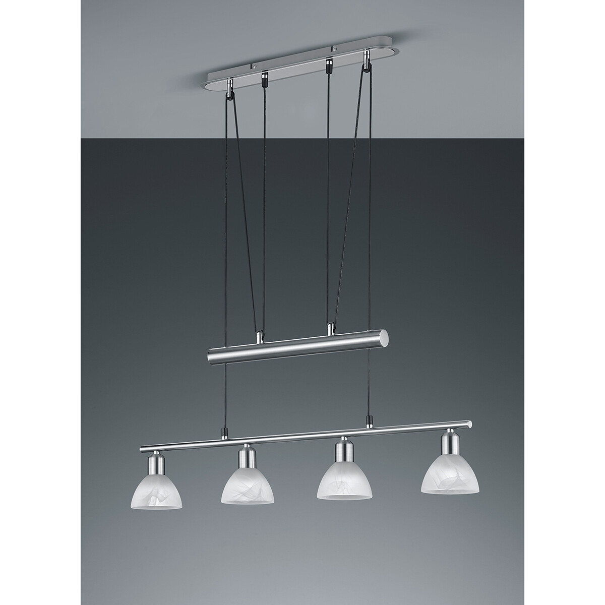 LED Hanglamp - Hangverlichting - Trion Levino - E14 Fitting - Warm Wit 3000K - 4-lichts - Rechthoek - Mat Nikkel - Aluminium