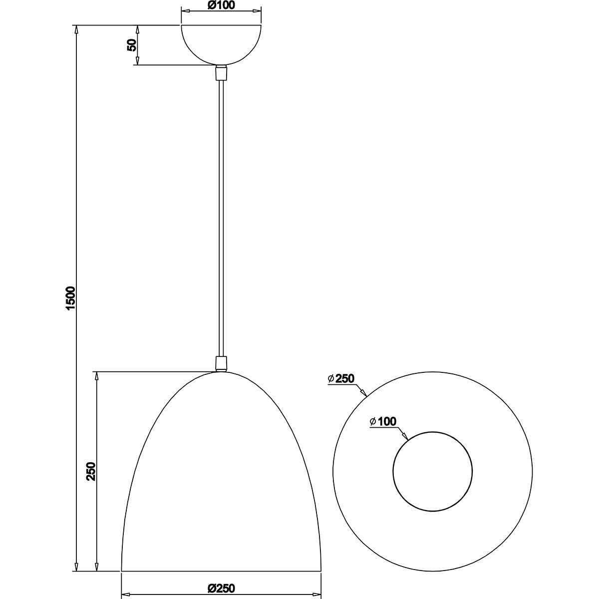 LED Hanglamp - Hangverlichting - Trion Lopez - E27 Fitting - 1-lichts - Rond - Mat Goud - Aluminium