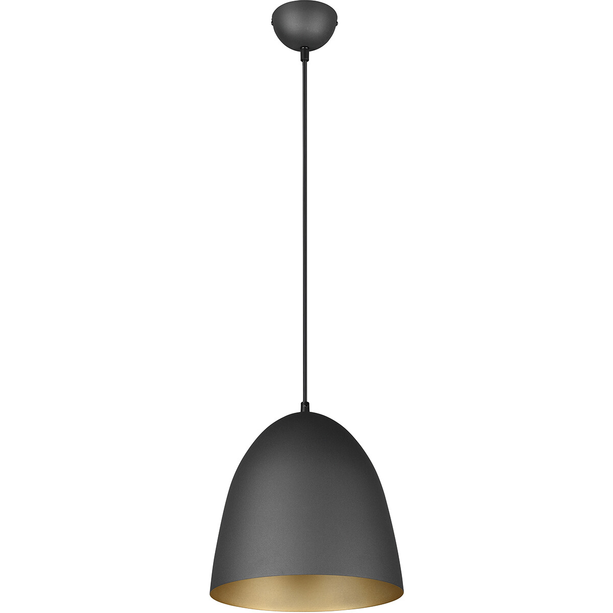 LED Hanglamp - Hangverlichting - Trion Lopez - E27 Fitting - 1-lichts - Rond - Mat Zwart/Goud - Aluminium