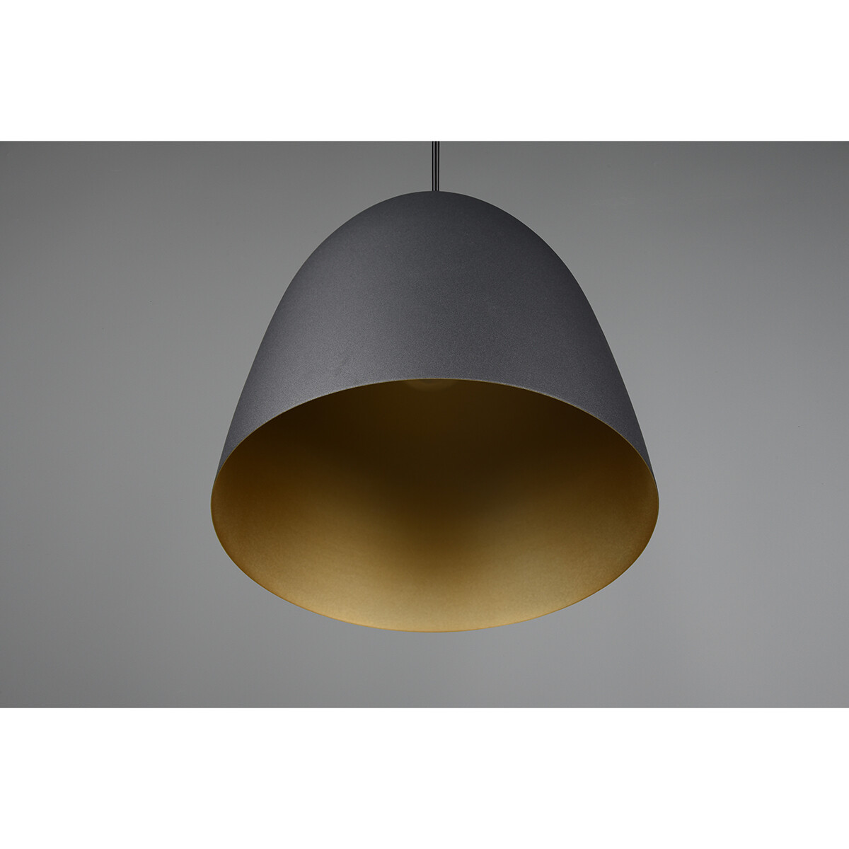 LED Hanglamp - Hangverlichting - Trion Lopez - E27 Fitting - 1-lichts - Rond - Mat Zwart/Goud - Aluminium