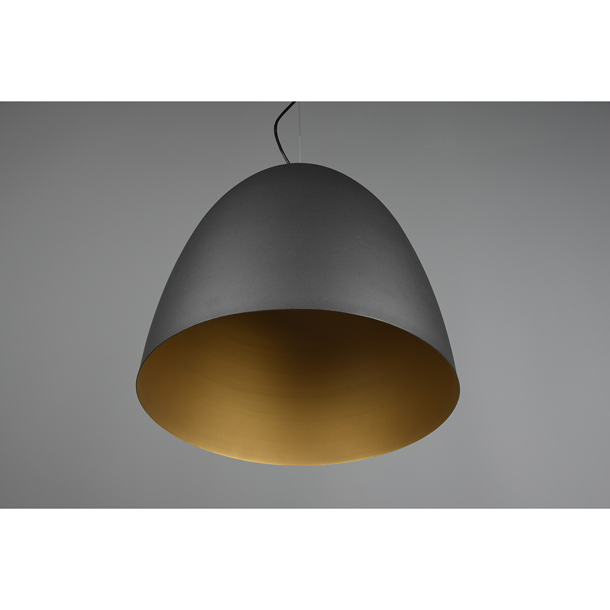 LED Hanglamp - Hangverlichting - Trion Lopez XL - E27 Fitting - 1-lichts - Rond - Mat Zwart/Goud - Aluminium