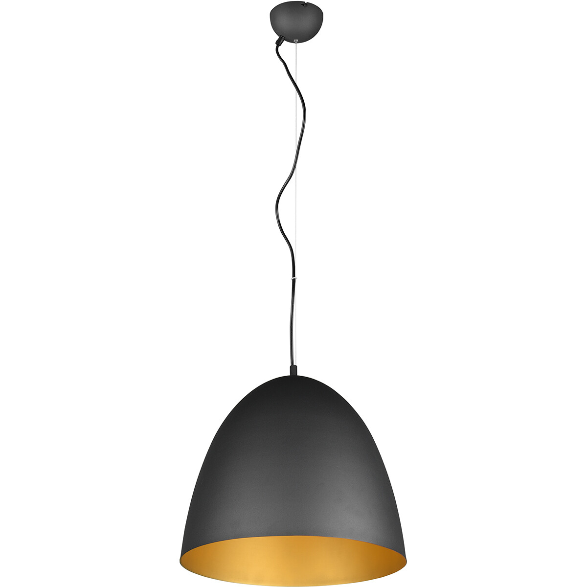 LED Hanglamp - Hangverlichting - Trion Lopez XL - E27 Fitting - 1-lichts - Rond - Mat Zwart/Goud - Aluminium product afbeelding