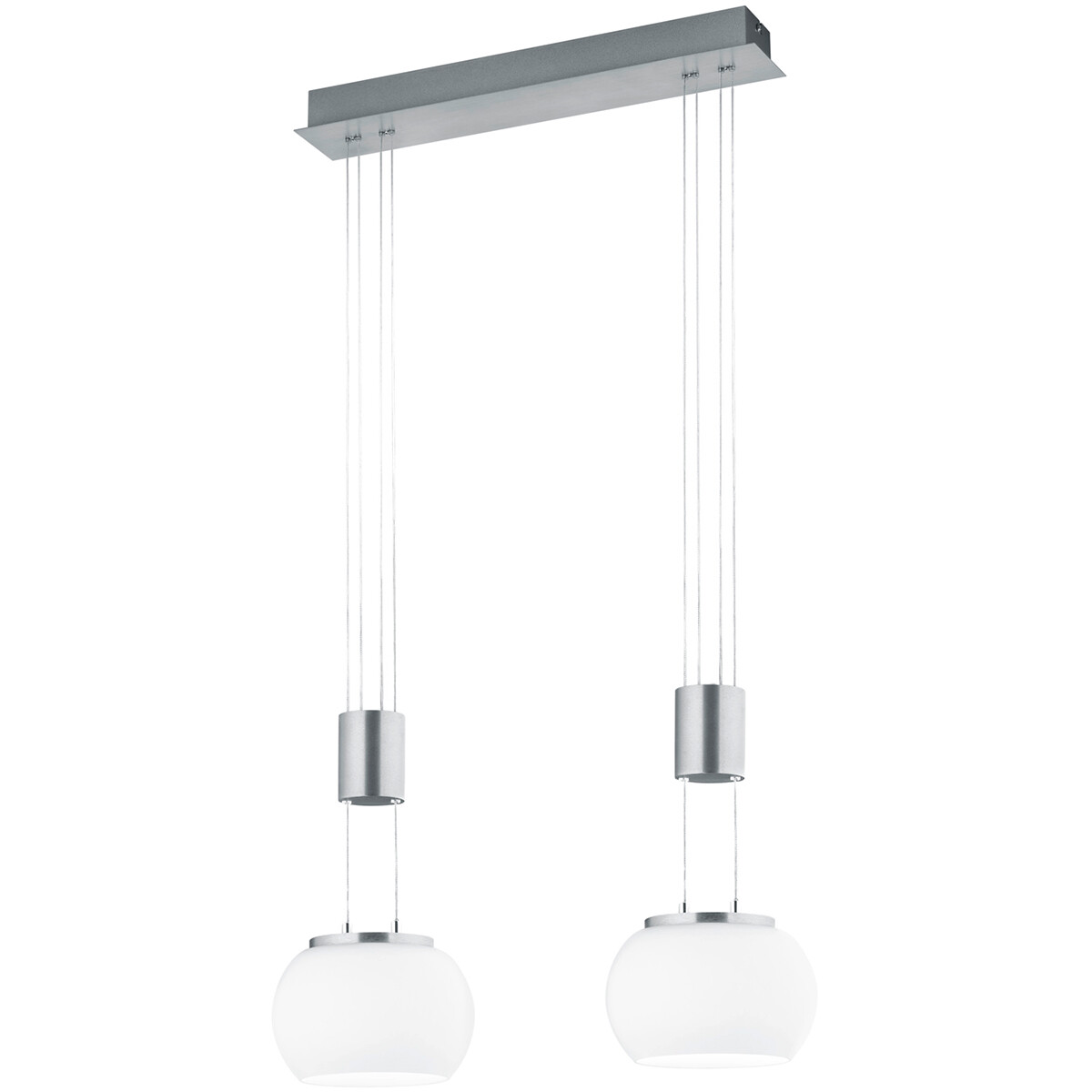 LED Hanglamp - Hangverlichting - Trion Maliba - 16W - 2-lichts - Warm Wit 3000K - Dimbaar - Rechthoek - Mat Nikkel - Aluminium product afbeelding