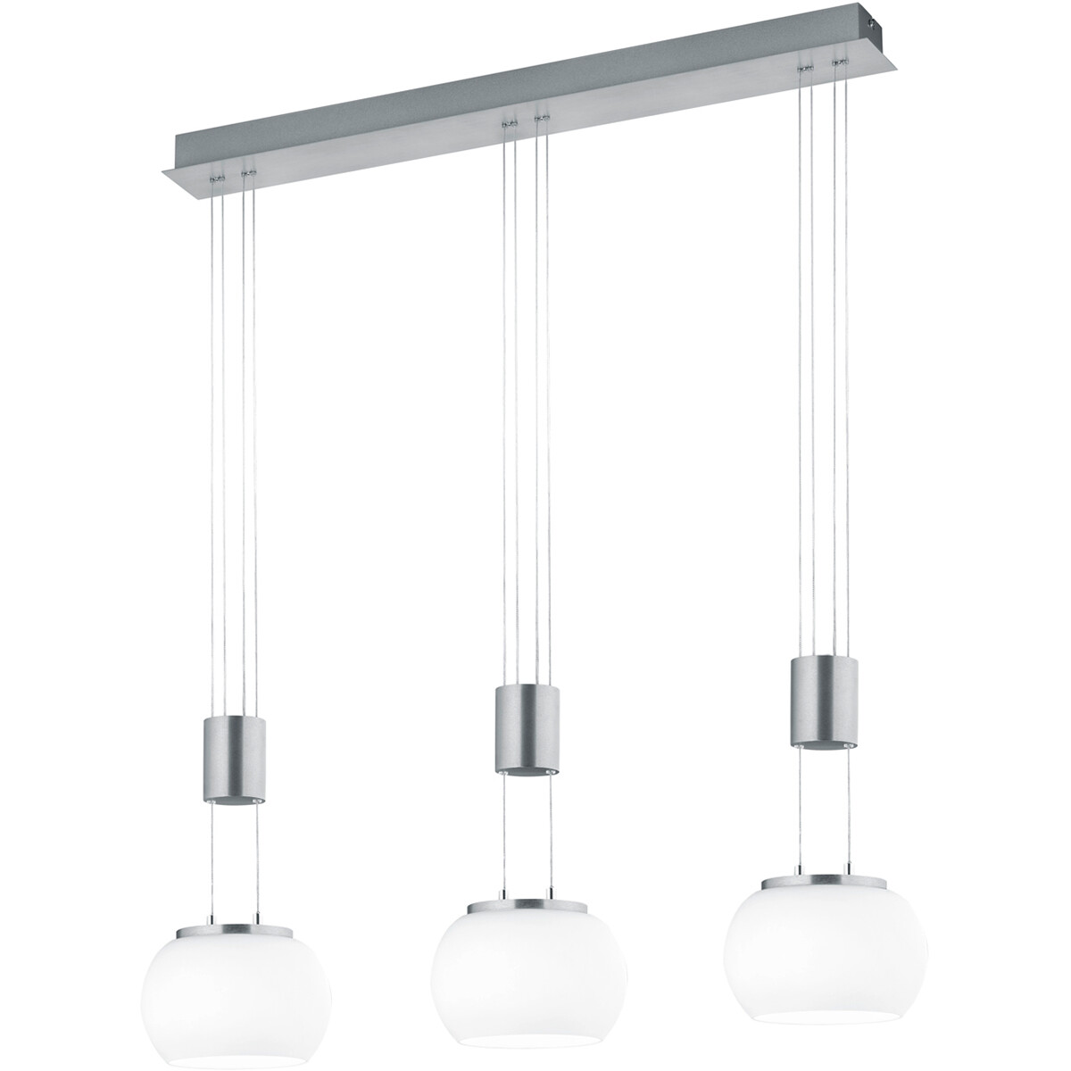 LED Hanglamp - Hangverlichting - Trion Maliba - 24W - 3-lichts - Warm Wit 3000K - Dimbaar - Rechthoek - Mat Nikkel - Aluminium product afbeelding