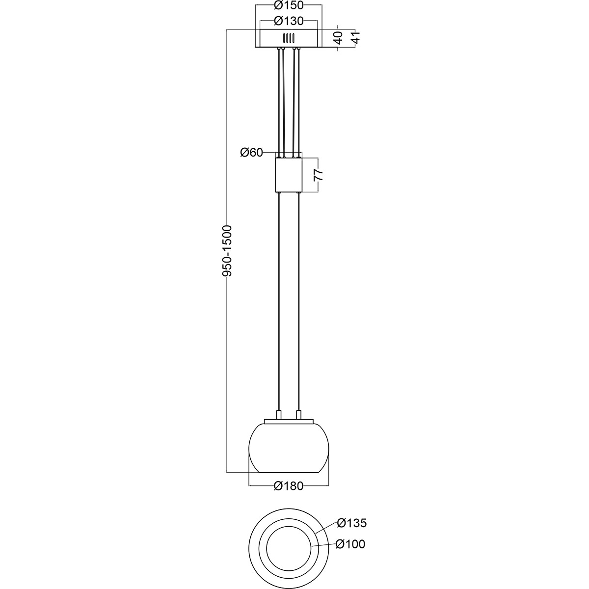 LED Hanglamp - Hangverlichting - Trion Maliba - 8W - 1-lichts - Warm Wit 3000K - Dimbaar - Rond - Mat Goud - Aluminium