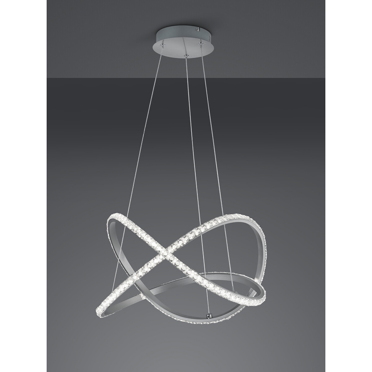 LED Hanglamp - Hangverlichting - Trion Nubi - 26W - Warm Wit 3000K - RGBW - Afstandsbediening - Dimbaar - Rond - Mat Grijs - Aluminium