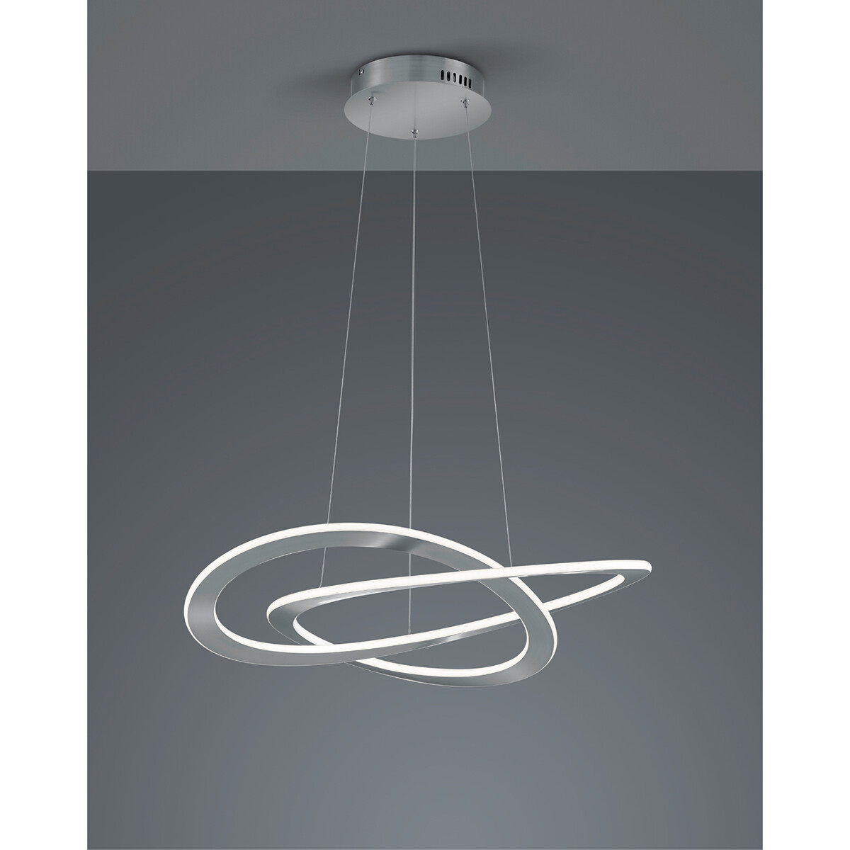 LED Hanglamp - Hangverlichting - Trion Oaky - 52W - Warm Wit 3000K - Dimbaar - Rond - Mat Nikkel - Aluminium