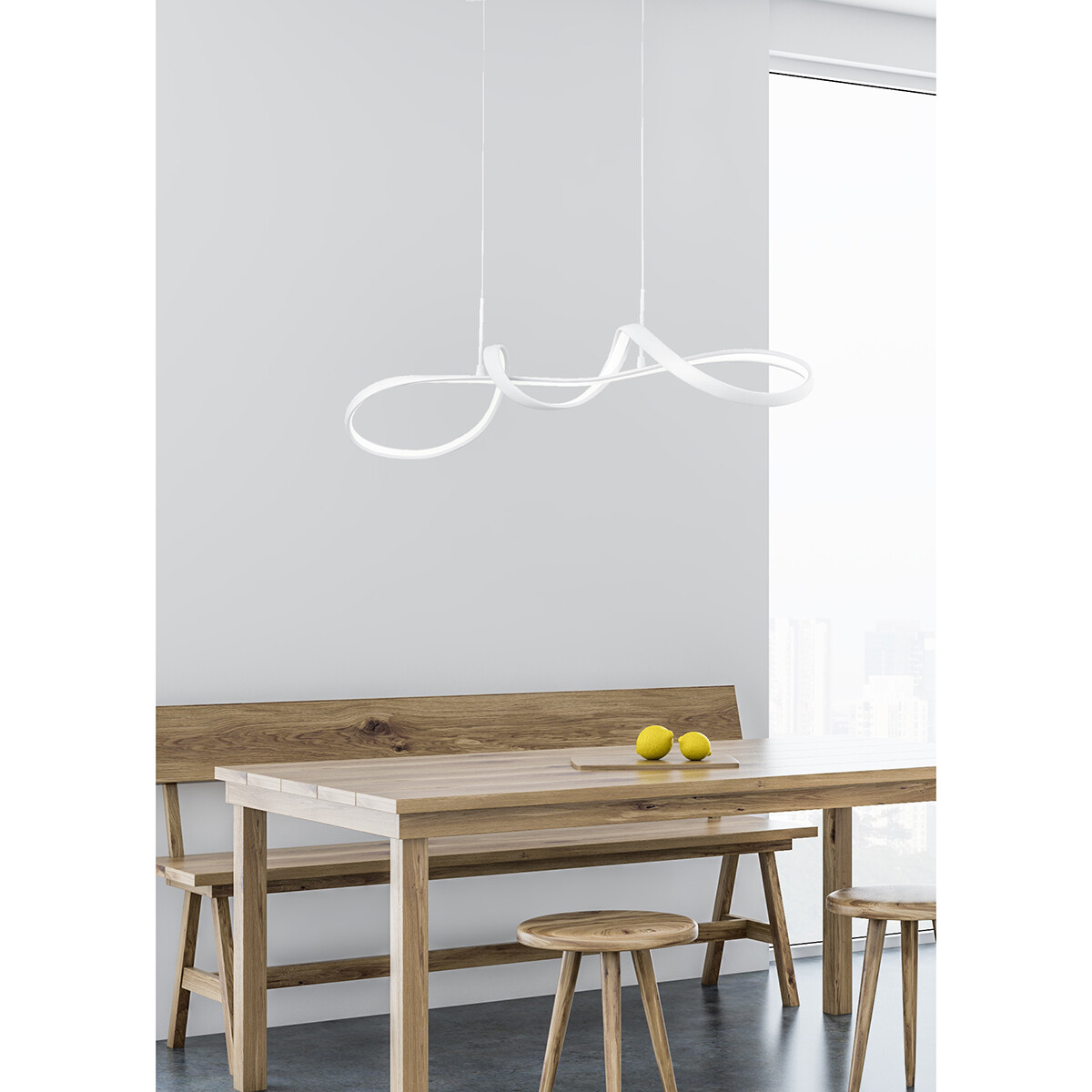 LED Hanglamp - Hangverlichting - Trion Peruino - 37W - Natuurlijk Wit 4000K - Dimbaar - Rond - Mat Wit - Aluminium