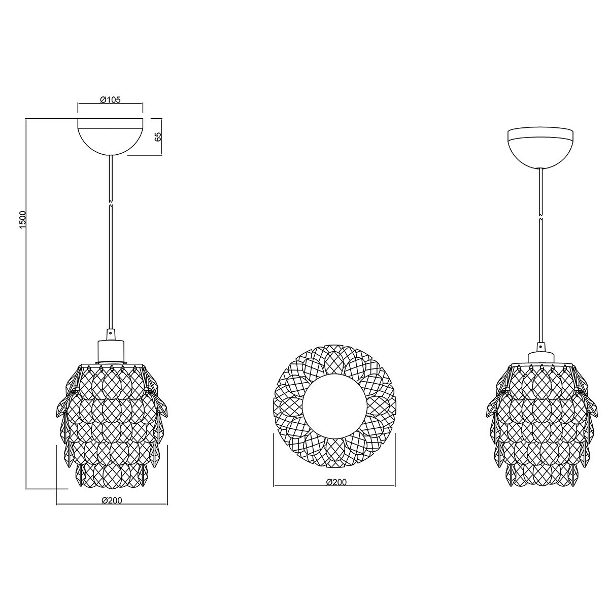 LED Hanglamp - Hangverlichting - Trion Pety - E14 Fitting - Rond - Mat Chroom - Aluminium