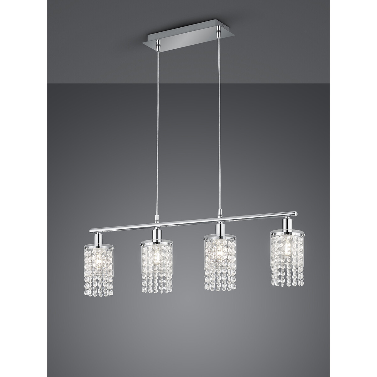 LED Hanglamp - Hangverlichting - Trion Pocino - E14 Fitting - 4-lichts - Rechthoek - Mat Chroom - Aluminium