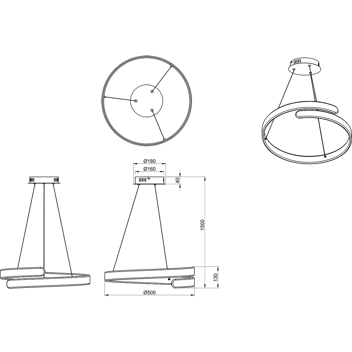 LED Hanglamp - Hangverlichting - Trion Prigon - 37W - Natuurlijk Wit 4000K - Dimbaar - Rond - Glans Chroom - Aluminium