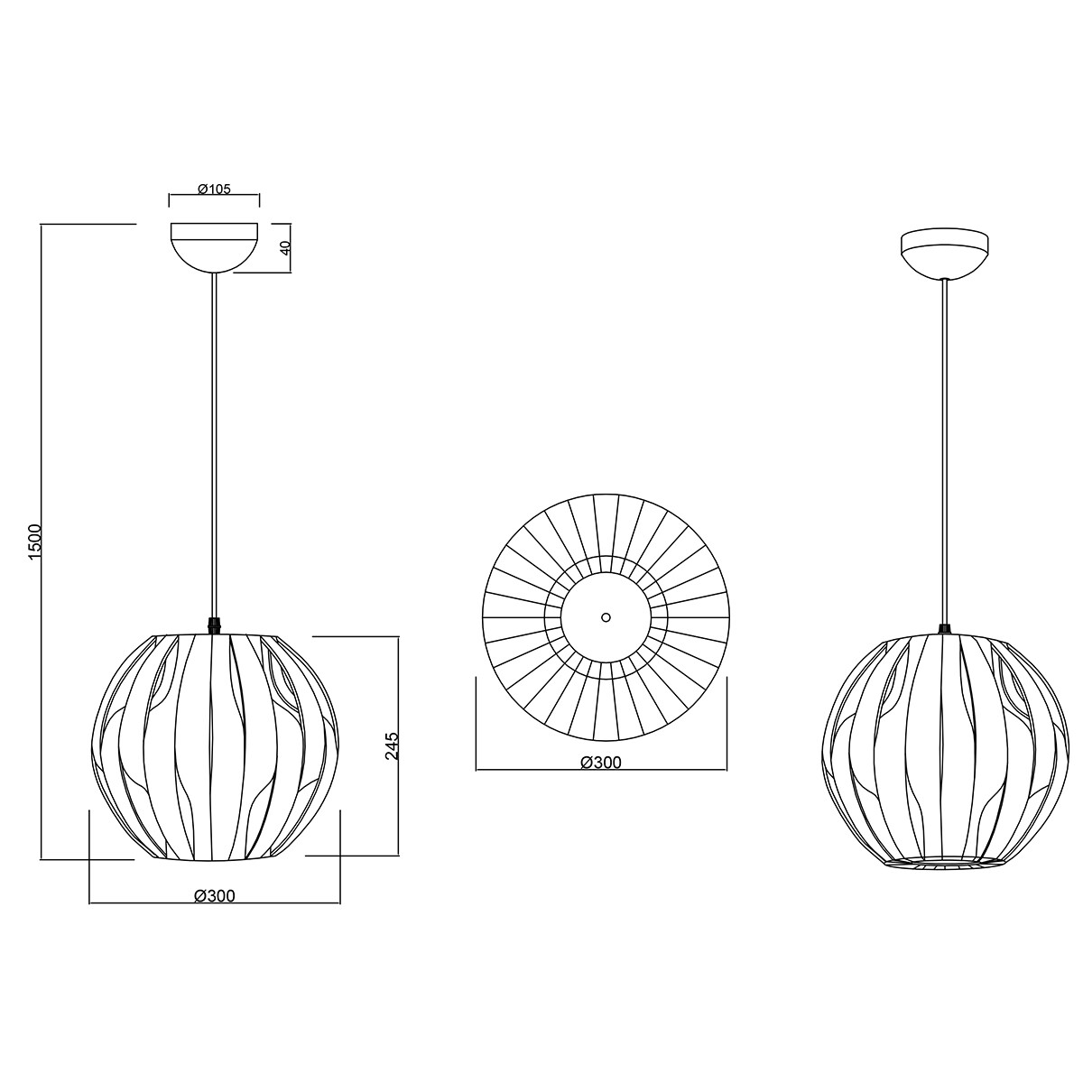 LED Hanglamp - Hangverlichting - Trion Pumon XL - E27 Fitting - Rond - Mat Wit - Kunststof