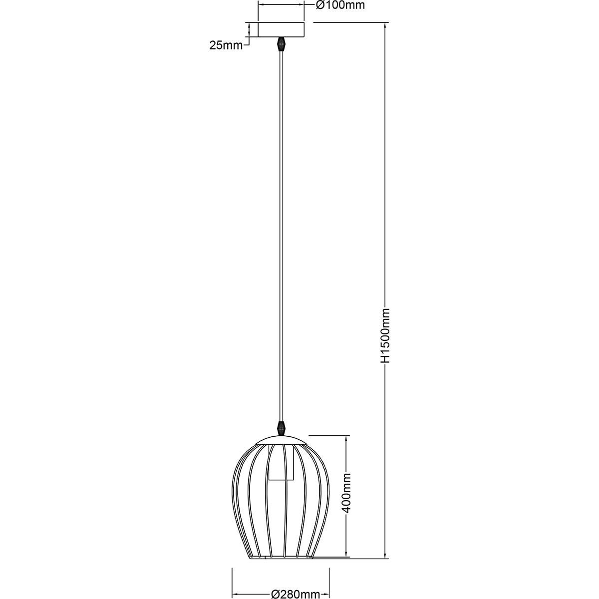 LED Hanglamp - Hangverlichting - Trion Rigo - E27 Fitting - Rond - Mat Zwart - Metaal - Aanpasbaar In Hoogte