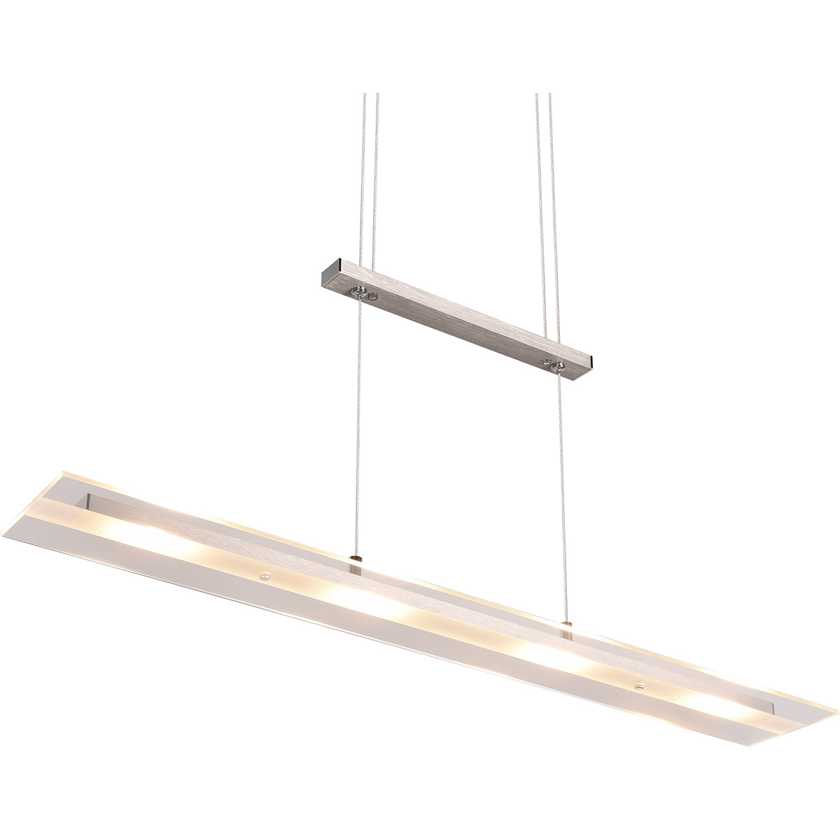 LED Hanglamp - Hangverlichting - Trion Silom - Warm Wit 3000K - 4-lichts - Rechthoek - Mat Nikkel - Metaal