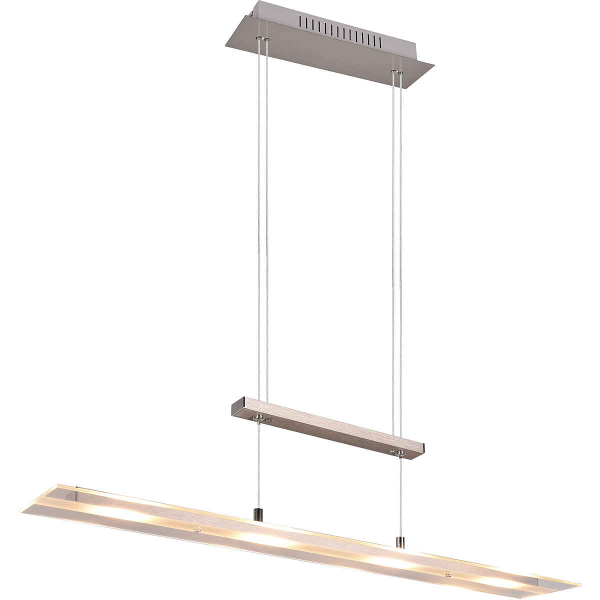 LED Hanglamp - Hangverlichting - Trion Silom - Warm Wit 3000K - 4-lichts - Rechthoek - Mat Nikkel - Metaal