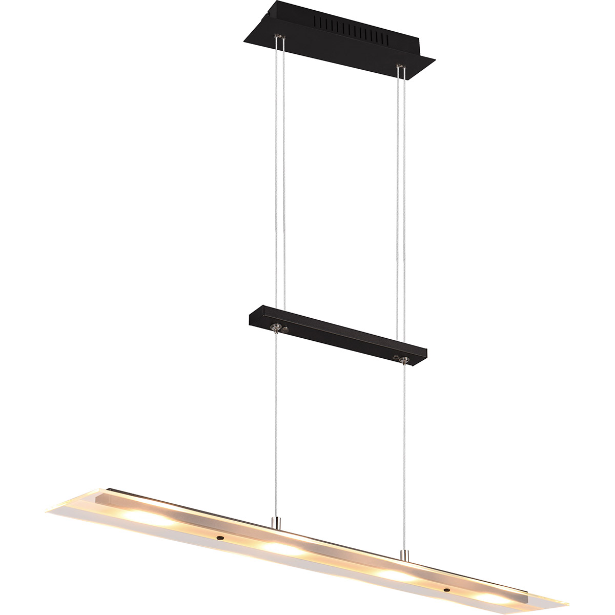 LED Hanglamp - Hangverlichting - Trion Silom - Warm Wit 3000K - 4-lichts - Rechthoek - Mat Zwart - Metaal