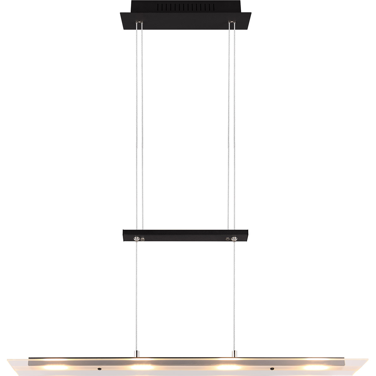 LED Hanglamp - Hangverlichting - Trion Silom - Warm Wit 3000K - 4-lichts - Rechthoek - Mat Zwart - Metaal