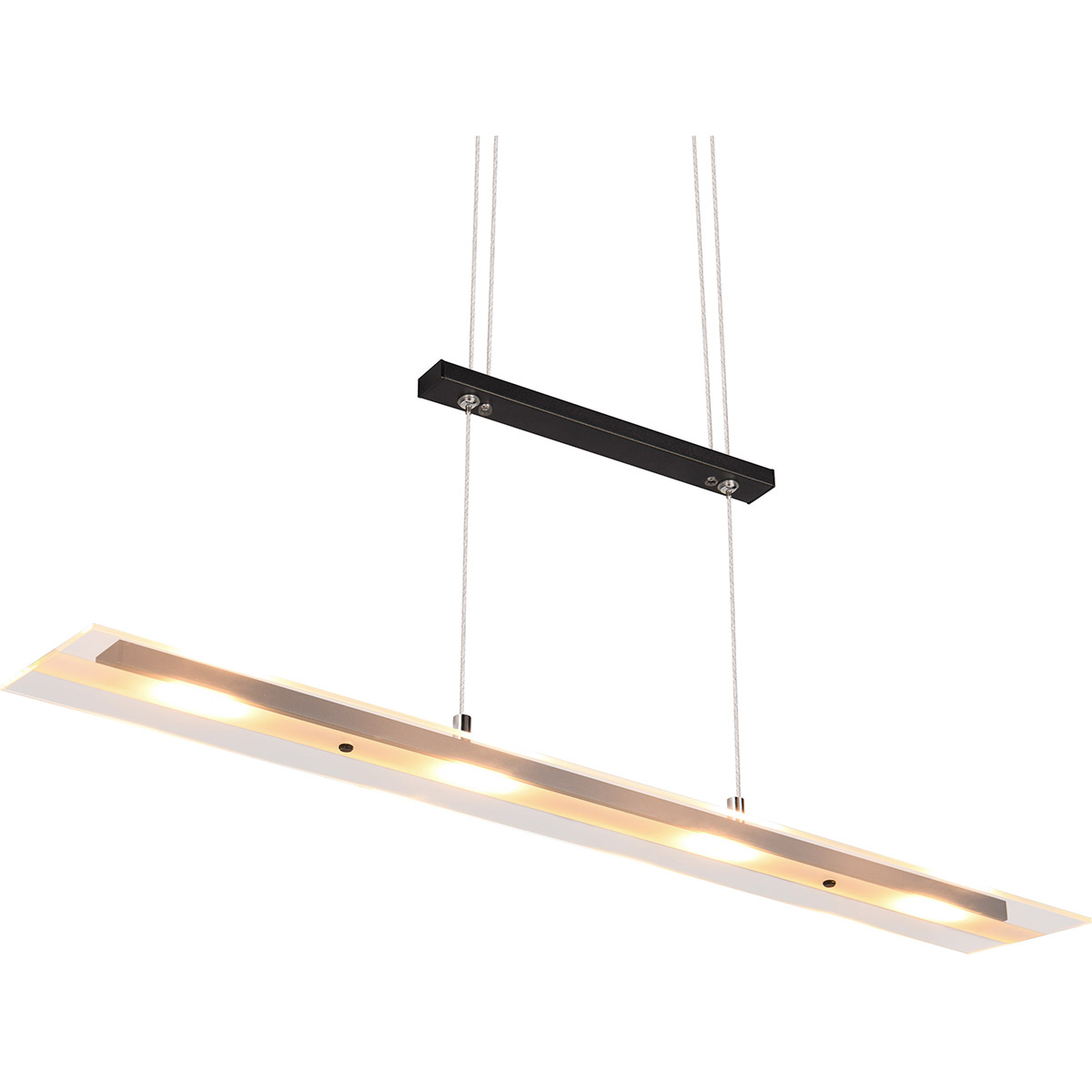 LED Hanglamp - Hangverlichting - Trion Silom - Warm Wit 3000K - 4-lichts - Rechthoek - Mat Zwart - Metaal