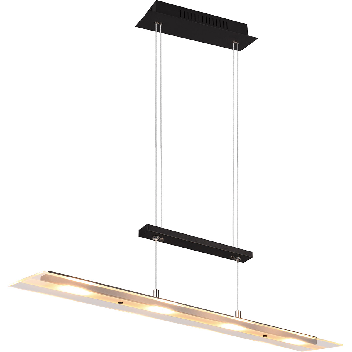 LED Hanglamp - Hangverlichting - Trion Silom - Warm Wit 3000K - 4-lichts - Rechthoek - Mat Zwart - Metaal