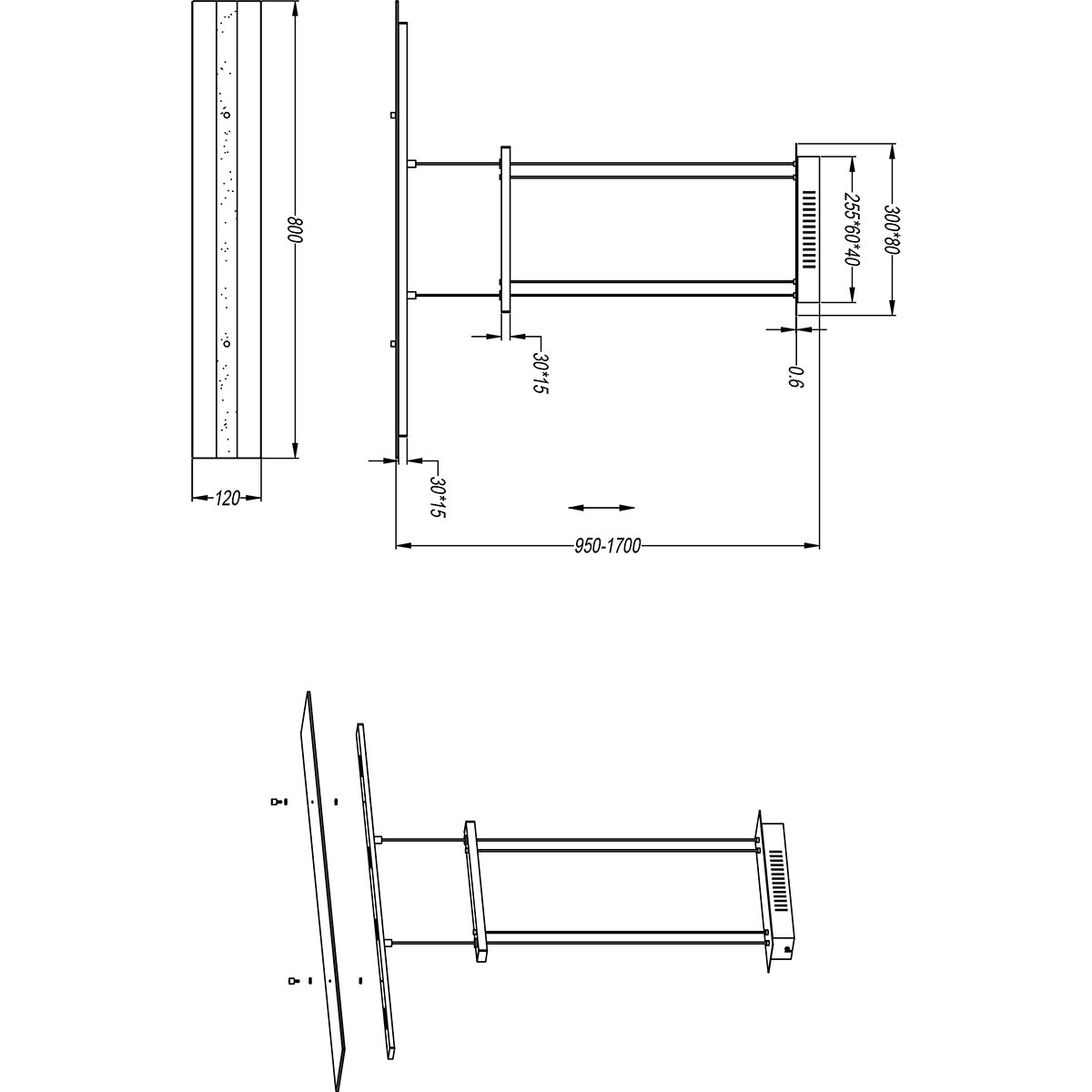 LED Hanglamp - Hangverlichting - Trion Silom - Warm Wit 3000K - 4-lichts - Rechthoek - Mat Zwart - Metaal