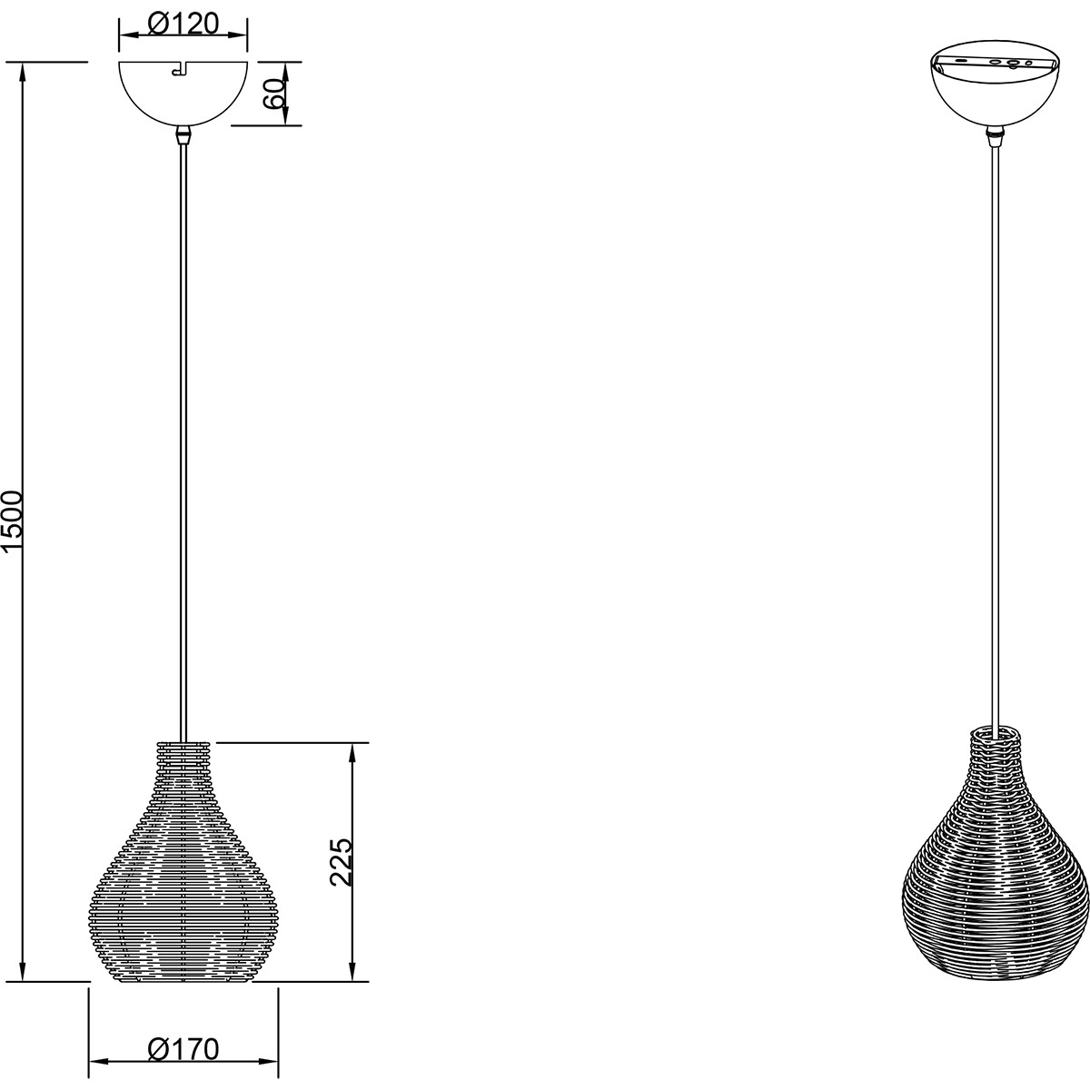 LED Hanglamp - Hangverlichting - Trion Sparko - E14 Fitting - 1-lichts - Rond - Zwart - Hout