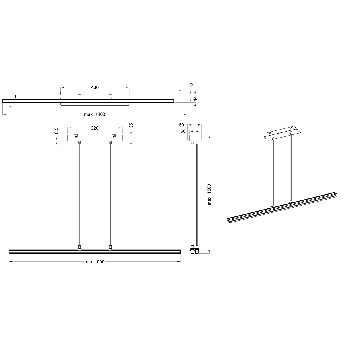 LED Hanglamp - Hangverlichting - Trion Stilo - 16W - Natuurlijk Wit 4000K - Rechthoek - Mat Chroom - Aluminium