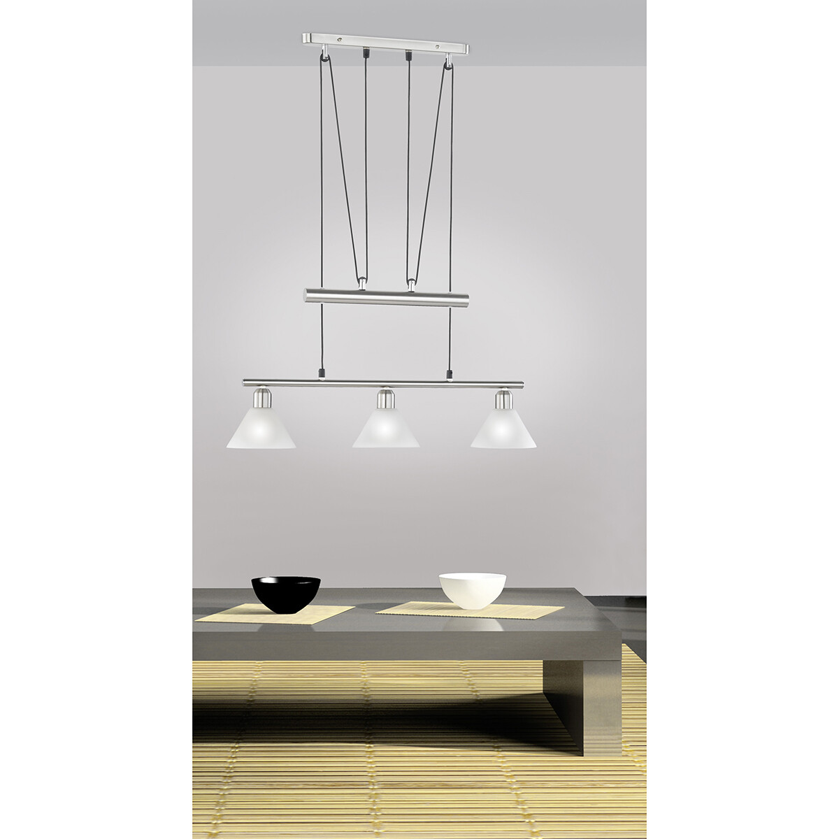 LED Hanglamp - Hangverlichting - Trion Stomun - E14 Fitting - 3-lichts - Rechthoek - Mat Nikkel - Aluminium