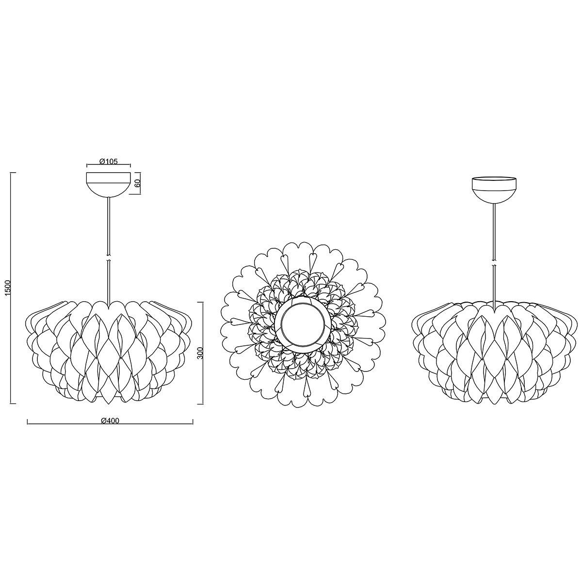 LED Hanglamp - Hangverlichting - Trion Talia - E27 Fitting - Rond - Mat Wit - Kunststof