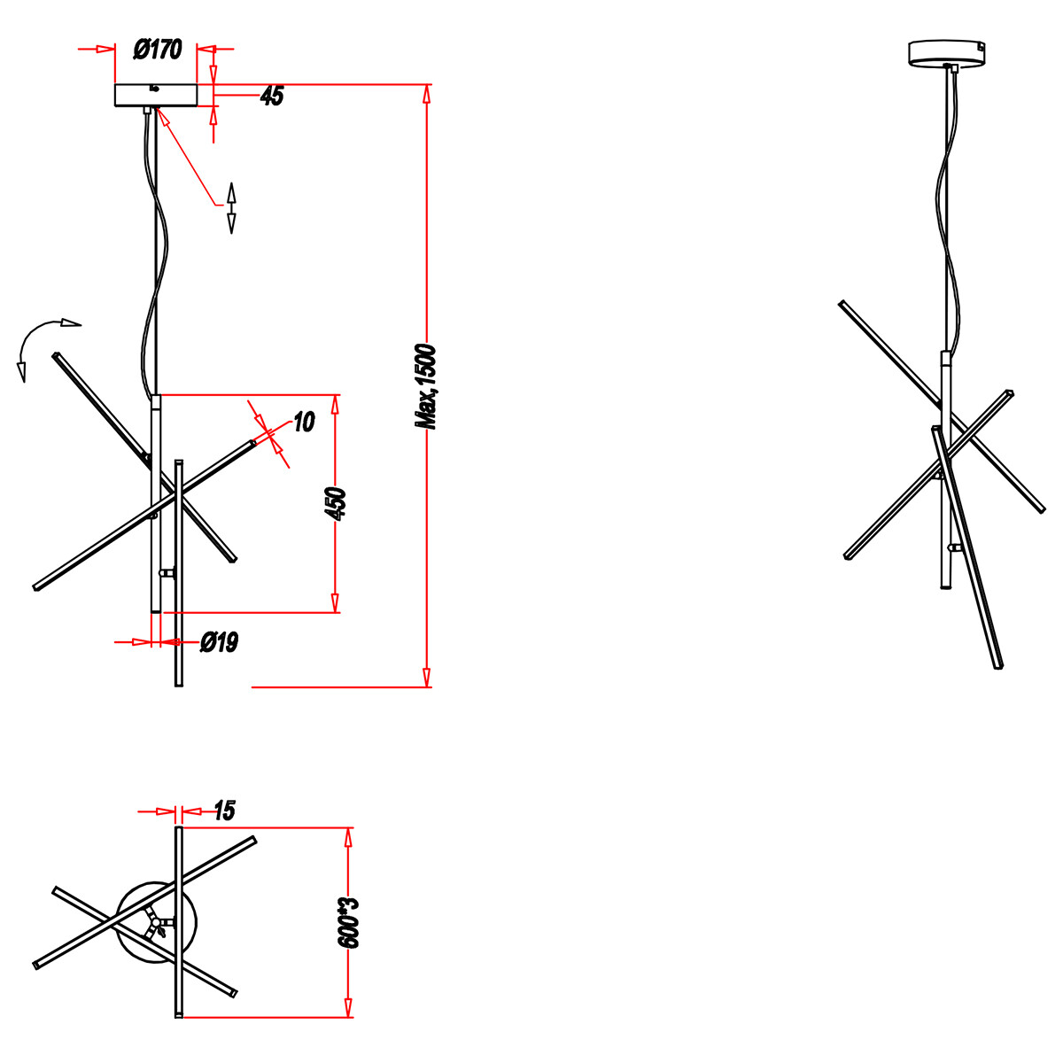 LED Hanglamp - Hangverlichting - Trion Tiraki - 22.5W - Warm Wit 3000K - Dimbaar - Rechthoek - Mat Nikkel - Aluminium