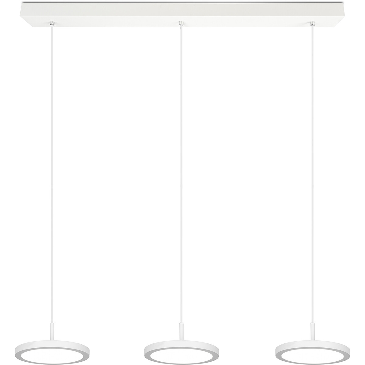 LED Hanglamp - Hangverlichting - Trion Trula - 30W - 3-lichts - Natuurlijk Wit 4000K - Dimbaar - Rechthoek - Mat Wit - Aluminium